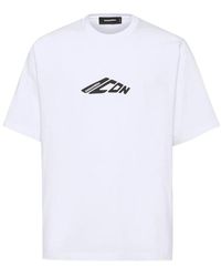 DSquared² - Tops ,Wit ,Katoen Icon New Generation Loose Fit T-Shirt - Lyst