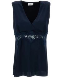 P.A.R.O.S.H. - Mouwloze V-Hals Top Met Kant - Lyst