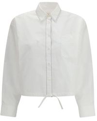 Marni - Overhemden ,Wit ,Katoen Katoenen Shirt Met Korte Mouwen - Lyst