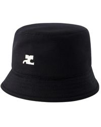 Courreges - Cappello bucket in cotone nero con firma - Lyst