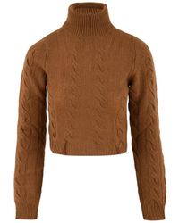 SOLOTRE - Truien & Vesten ,Bruin ,Bruine Coltrui Voor Vrouwen - Lyst