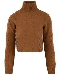 SOLOTRE - Truien & Vesten ,Bruin ,Bruine Coltrui Voor Vrouwen - Lyst