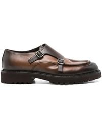 Doucal's - Braune Leder Flache Schuhe Mit Schnalle - Lyst