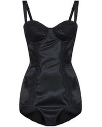 Dolce & Gabbana - Tops ,Zwart ,Katoen Silk Balconette-Beha Bodysuit - Lyst