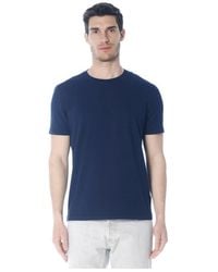 Dondup - Tops ,Blauw ,Katoen Regular-Fit T-Shirt Met Ronde Hals - Lyst