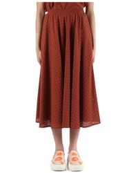 Niu - Falda circular de algodón bordada - Lyst