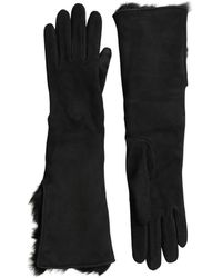Dolce & Gabbana - Guanti in pelle con pelliccia e fodera in cashmere - Lyst