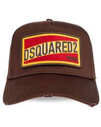 DSquared² - Accessoires ,Bruin ,Katoen Logo Patch Baseball Cap - Lyst