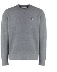 Maison Kitsuné - Fox front wollmischung crew-neck pullover,fox front wollmischung rundhalspullover - Lyst