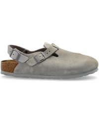 Birkenstock - Sandalias Slingback De Ante Gris, Mujer, Talla - Lyst