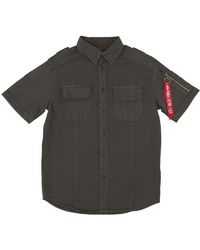 Alpha Industries - Overhemden ,Grijs ,Short Sleeve Shirts - Lyst