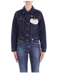 Guess - Schwarze Jacke Mit Logo Und Knopfleiste - Lyst
