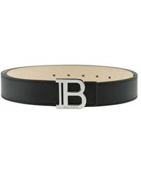 Balmain - Glattleder B-Gürtel - Lyst