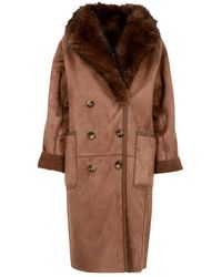 Betta Corradi - Jassen ,Bruin ,Leer Double-Breasted Midi-Jas - Lyst