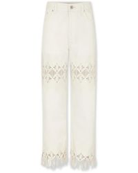 Rabanne - Jeans ,Wit ,Denim Denim Broek Met Geometrische Borduurdetails - Lyst