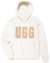 UGG - Felpa con cappuccio logo bianca - Lyst