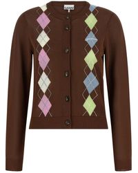 Ganni - Truien & Vesten ,Bruin ,Katoen Argyle Vest - Lyst