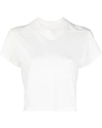 Rick Owens - Weiße baumwoll-crop-t-shirt mit gerippten details - Lyst