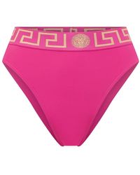 Versace - Badmode ,Roze ,Nylon Greca-Trim Bikini Broekje - Lyst