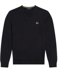Fred Perry - Truien & Vesten ,Zwart ,Katoen V-Hals Trui - Lyst