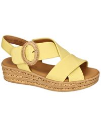 Gabor - Schoenen ,Geel ,Leer Platform Sleehak Sandaal - Lyst