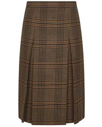 Saint Laurent - Prince Of Wales Midi Rok - Lyst