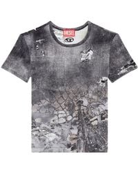 DIESEL - Kurzes t-shirt mit abstraktem print - Lyst