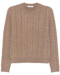 Max Mara - Truien & Vesten ,Bruin ,Kasjmier Kabel Gebreide Trui - Lyst