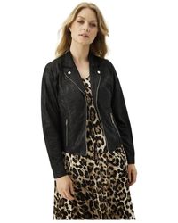 iN FRONT - Jassen ,Zwart ,Zwarte Blazer Jas Met Ritszakken - Lyst