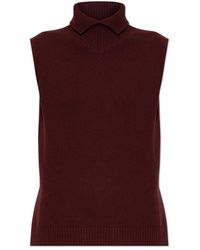 Jil Sander - Truien & Vesten ,Rood ,Wol Asymmetrisch Coltrui Vest - Lyst