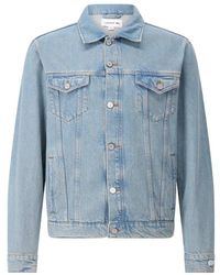 Lacoste - Jassen ,Blauw ,Denim Denim Jack Met Logoprint - Lyst