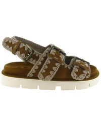 Mou - Schoenen ,Bruin ,Blauwe Sandaal Met Twee Gespen - Lyst