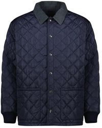 Prada - Jassen ,Blauw ,Blauwe Gewatteerde Jas, Mannen Herfst-Winter 2025 - Lyst