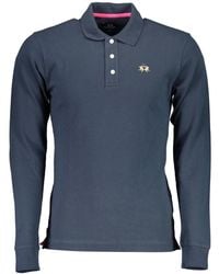 La Martina - Tops ,Blauw ,Lange Mouw Polo Shirt Blauw Geborduurd - Lyst