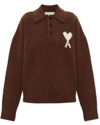 Ami Paris - Wool Long-Sleeve Polo - Lyst