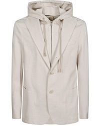 Eleventy - Jassen ,Katoen Hooded Jacket Met Knopen - Lyst