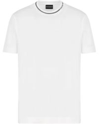 Emporio Armani - Weißes t-shirt mit kurzem ärmel und logo-kragen - Lyst