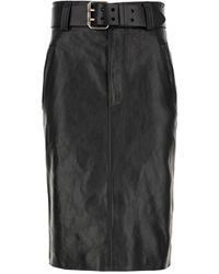 Saint Laurent - Belted Pencil Rok - Lyst