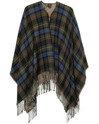 Etro - Tartan Fringed Poncho - Lyst