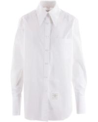 Thom Browne - Camisa oversize de popelina de algodón blanco con logo patch - Lyst