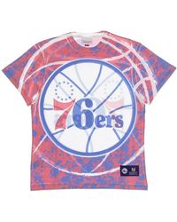 Mitchell & Ness - Tops ,Veelkleurig ,Katoen Nba Jumbotron Tee Hardwood Classics Scarlet - Lyst