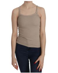 Pink Memories - Tops ,Bruin ,Katoen Bruine Mouwloze Katoenen Blouse - Lyst