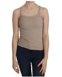 Pink Memories - Tops ,Bruin ,Katoen Bruine Mouwloze Katoenen Blouse - Lyst