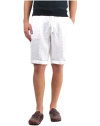 40weft - Weiße leinen bermuda shorts bequeme passform - Lyst