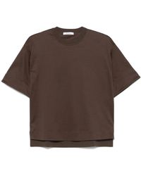 Max Mara - Bruine Logo Geborduurde T-Shirt Met Korte Mouwen - Lyst