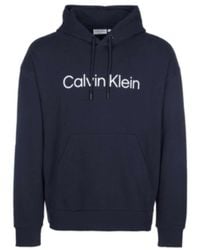 Calvin Klein - Hoodies & Sweatvesten ,Blauw ,Katoen Blauwe Trui & Vest - Lyst