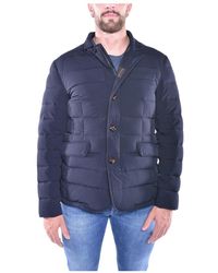 Moorer - Jassen ,Blauw ,Wol Klassieke Donsjas Met Wollen Kraag - Lyst