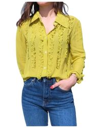 Mason's - Overhemden ,Groen ,Gerimpelde Viscose Blouse - Lyst