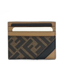 Fendi - Accessoires ,Bruin ,Katoen All-Over Logo Card Holder - Lyst