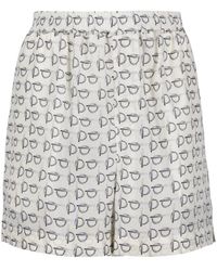 Burberry - Korte Broeken ,Grijs ,Zijden Straight Fit Logo Print Shorts - Lyst